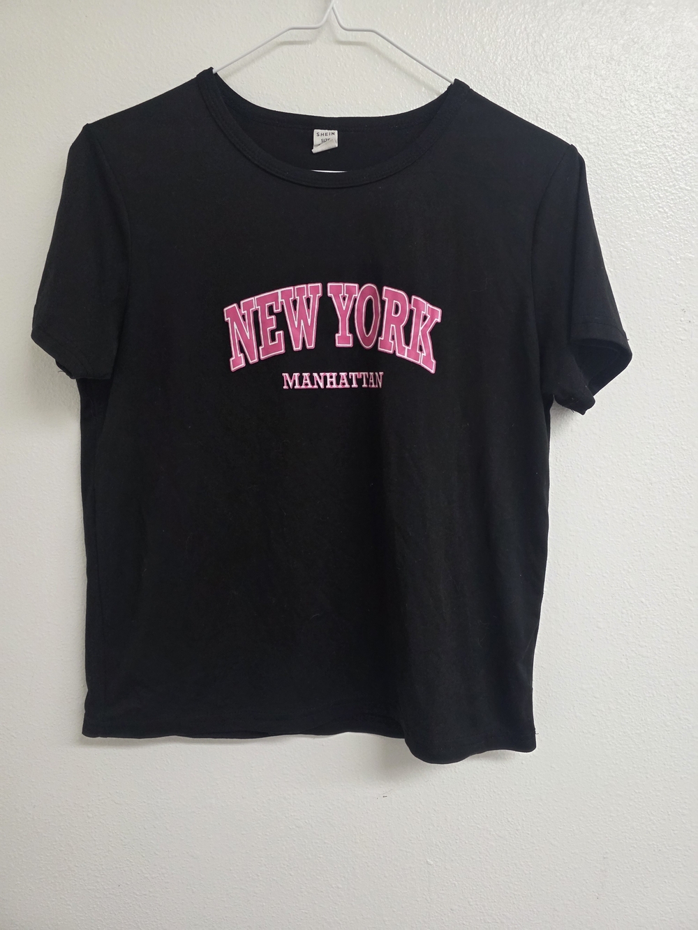 SHEIN Black Tee with Pink "New York" Graphic (0762)